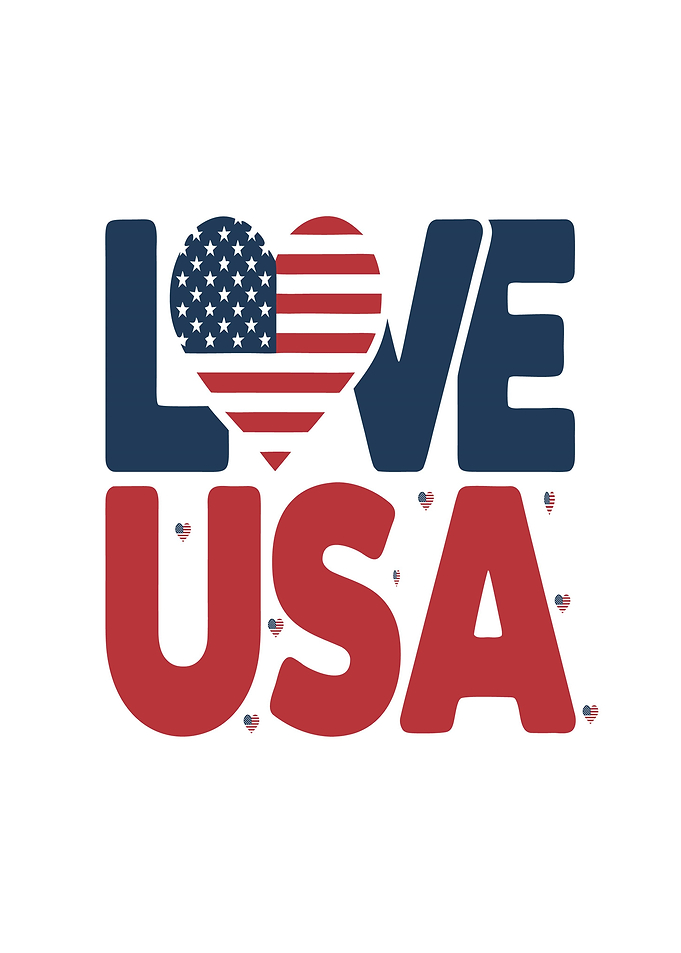 Love USA Patriotic Text Design