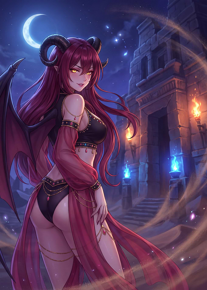 Succubus Demoness in Desert Ruins