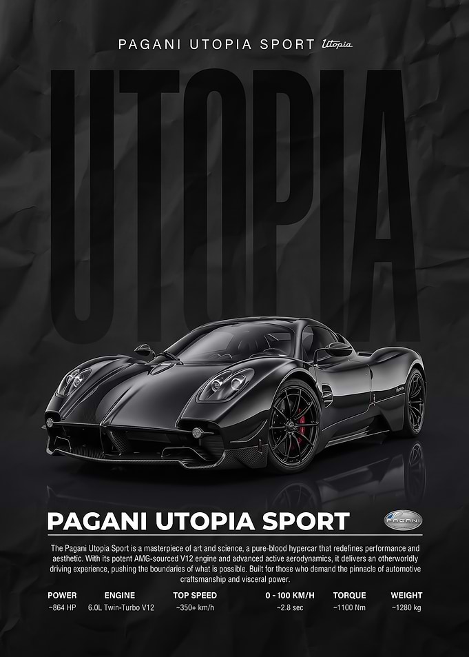 sleek black Utopia Sport Hypercar Poster