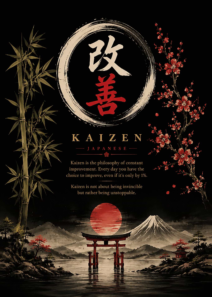 Kaizen Philosophy Japanese Art Poster
