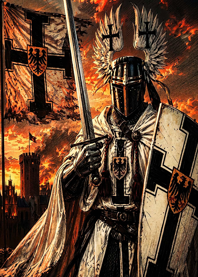 Teutonic Knight in Burning Battlefield