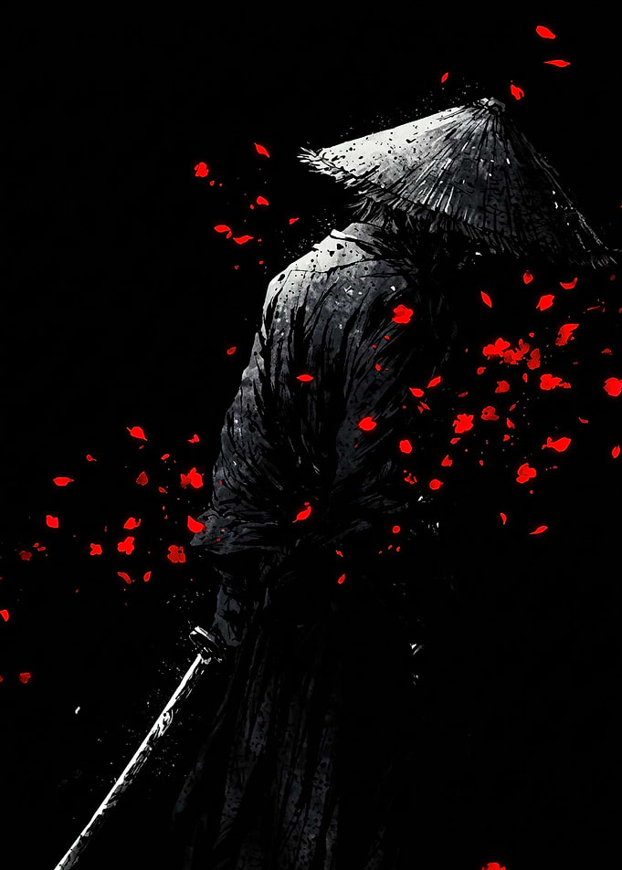 Samurai in Red Petals