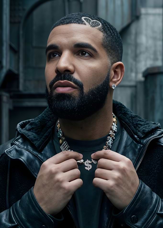 Portrait of Drake with Heart Haircut