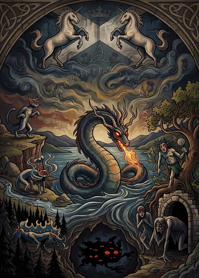Scottish Folklore Mythical Creatures Illustration