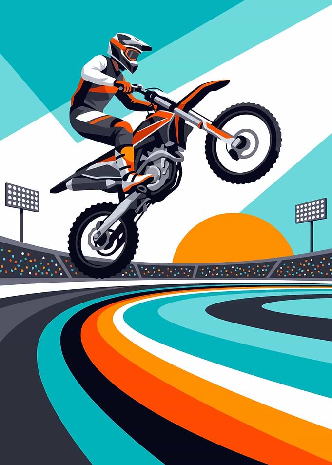 Motocross Rider Performing Stunt