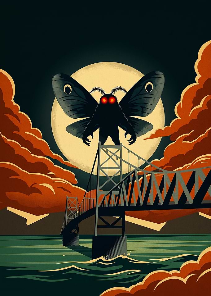 Mothman Perched on Silver Bridge