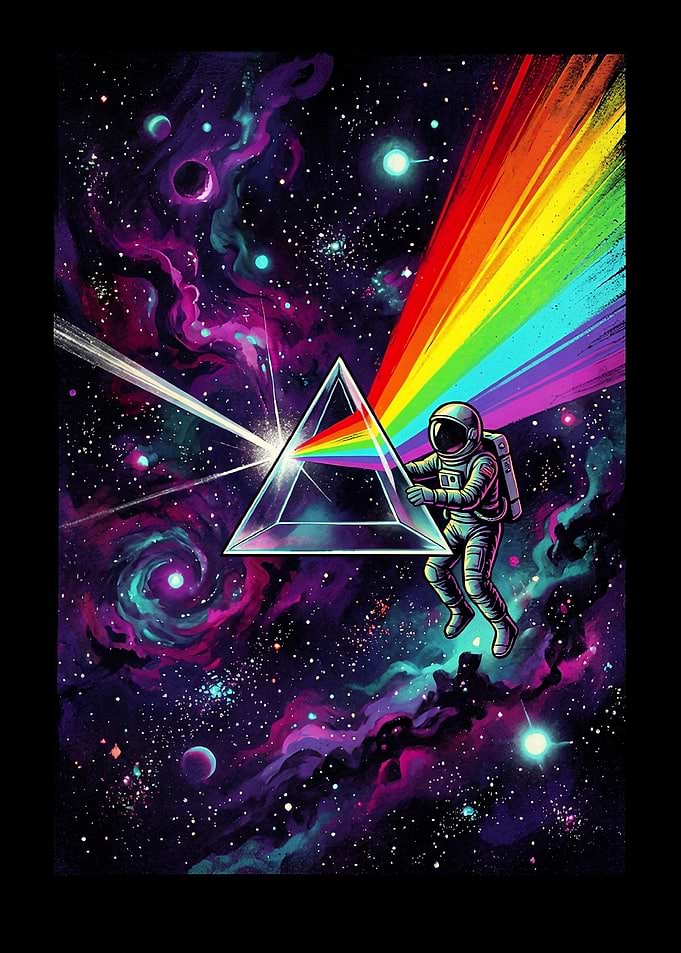 Astronaut Refracting Light Through Prism
