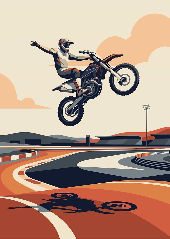 Motocross Rider Performing Aerial Stunt