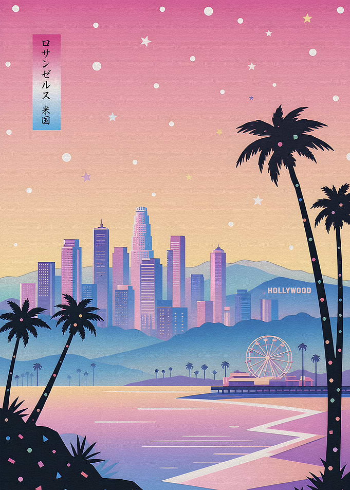 Los Angeles Sunset Skyline Art