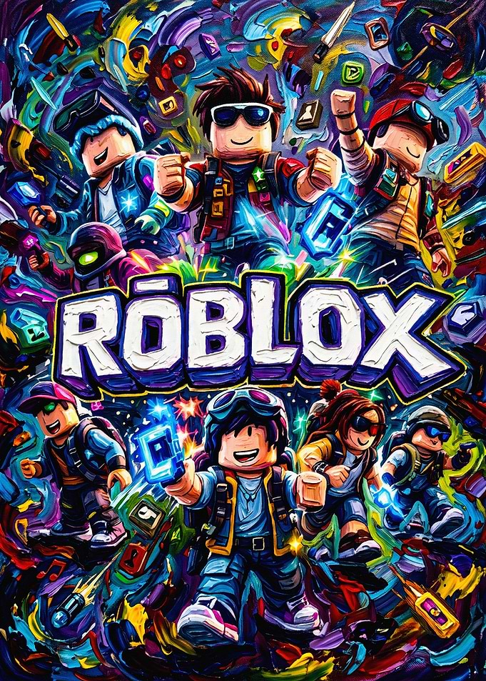 Vibrant Roblox Characters Action Poster