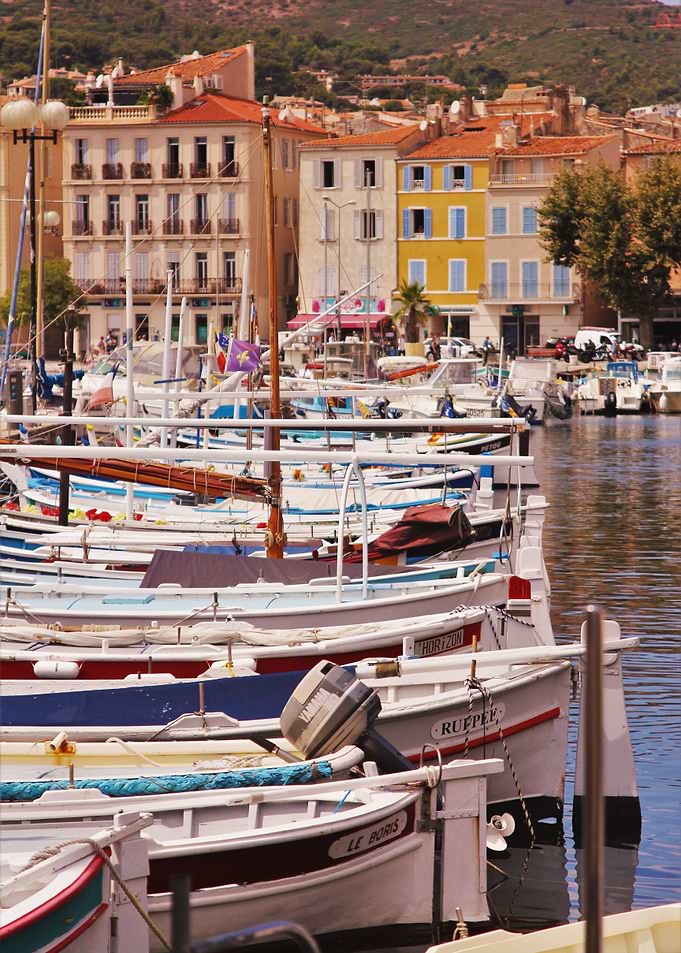 Boats Moored in a Mediterranean Harbor