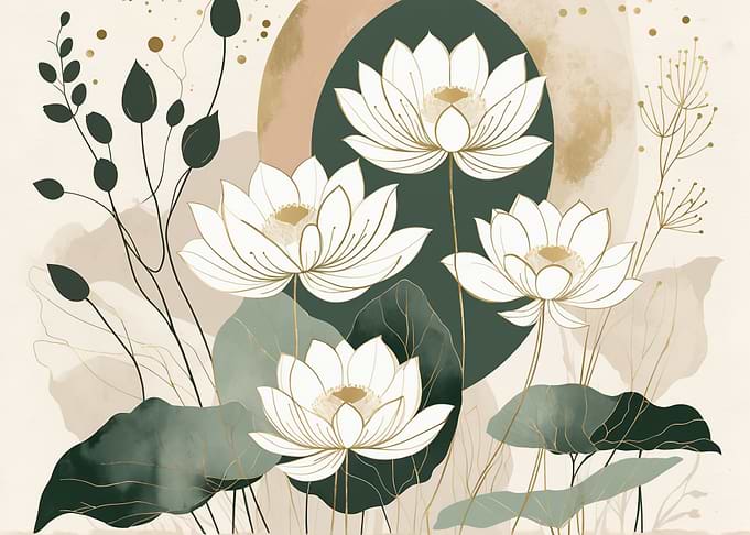 Elegant White Lotus Floral Art