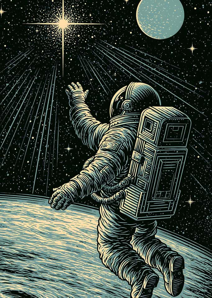 Astronaut Reaching for a Bright Star