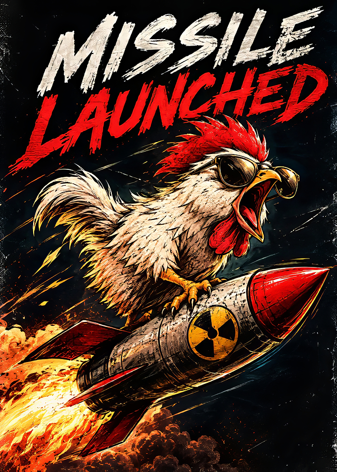 Funny Chicken Riding Nuclear Missile