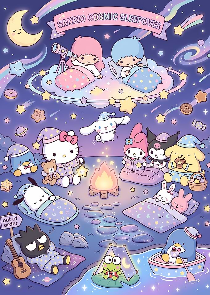 Sanrio Cosmic Sleepover Illustration