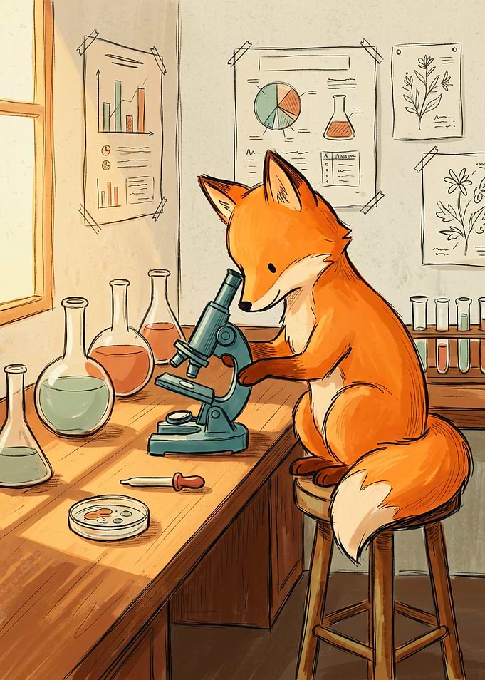 Cute Fox Scientist in Laboratory