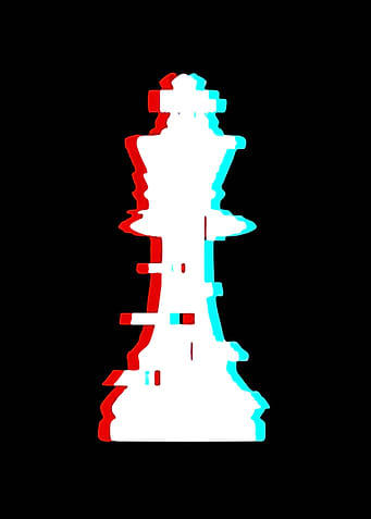 Glitch Effect Chess King Piece