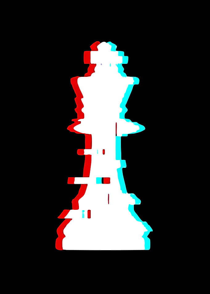 Glitch Effect Chess King Piece
