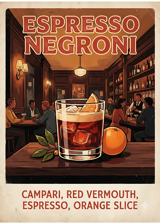 Espresso Negroni Vintage Cocktail Poster