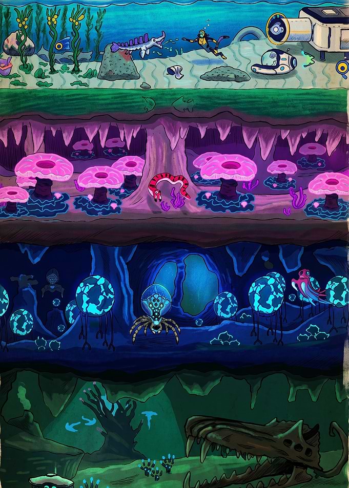Subnautica Underwater Biome Layers Illustration