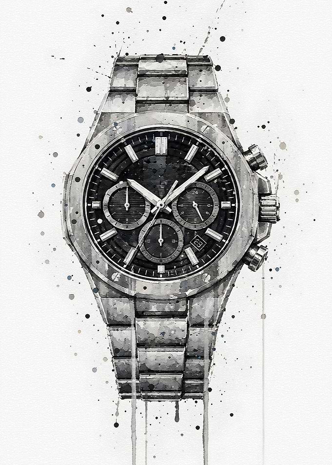 Watercolor Style Luxury Chronograph Watch