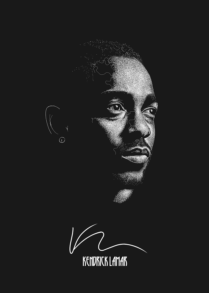 Kendrick Lamar Stippling Portrait Poster