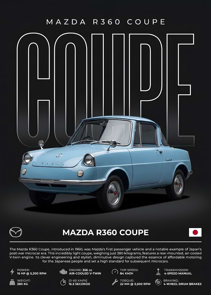 Mazda R360 Coupe Vintage Car Poster
