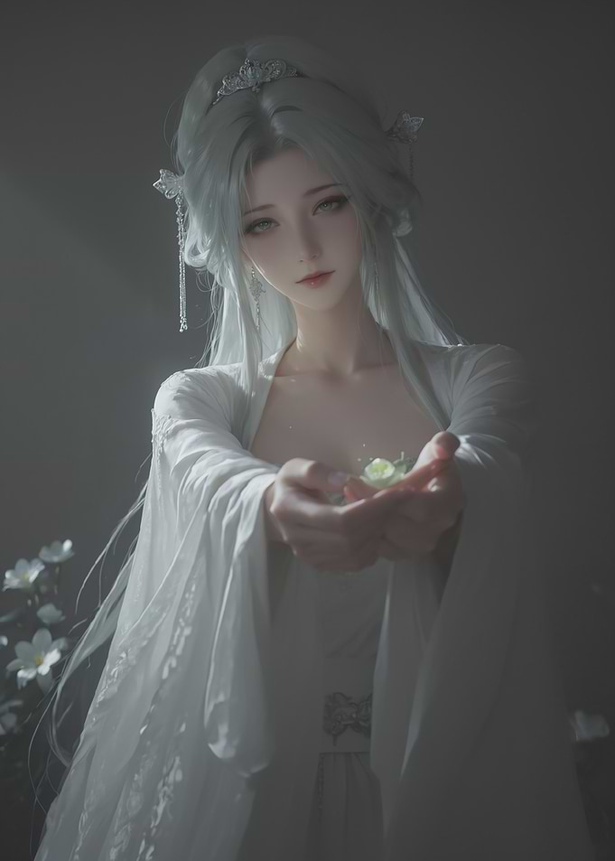 Ethereal Maiden in White Robes
