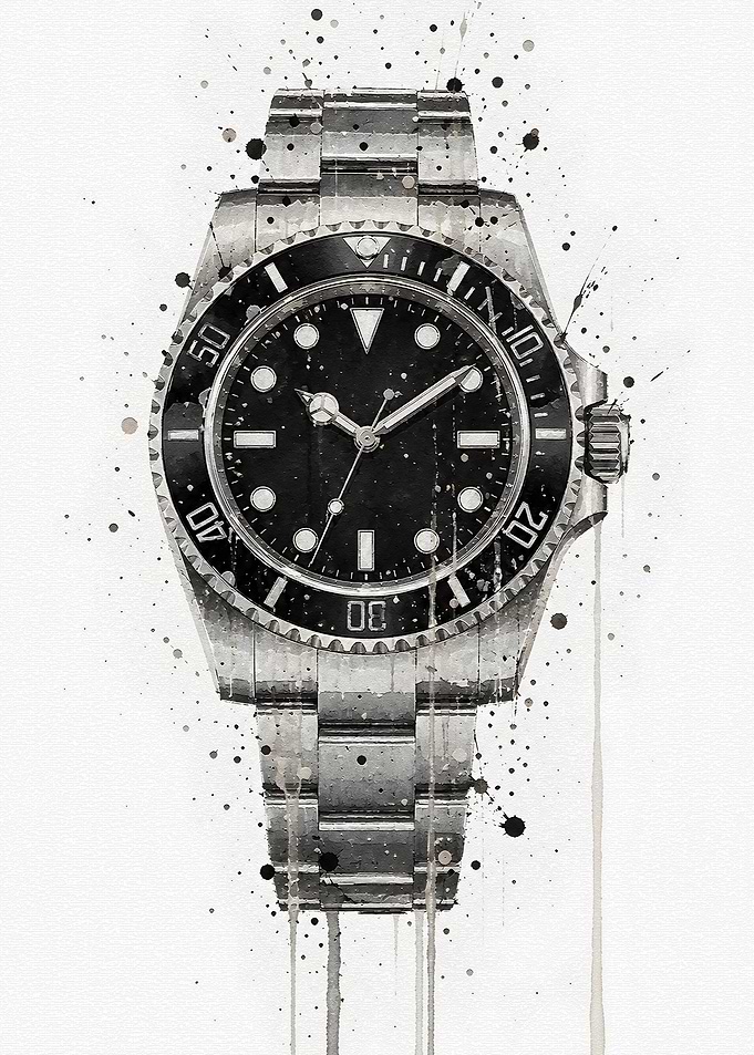 Watercolor Style Luxury Wristwatch Art
