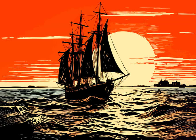 Sailing Ship at Sunset