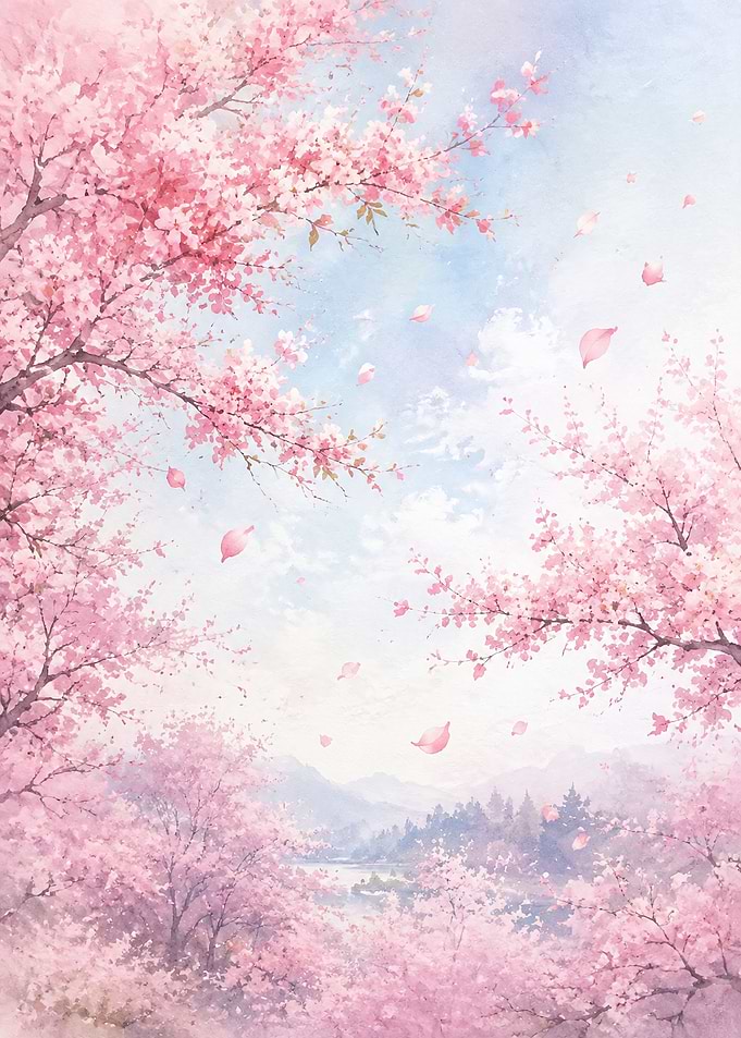 Dreamy Cherry Blossom Landscape