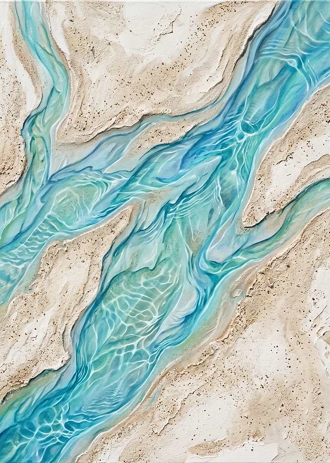 Turquoise Reef Channels Sand Plaster Art