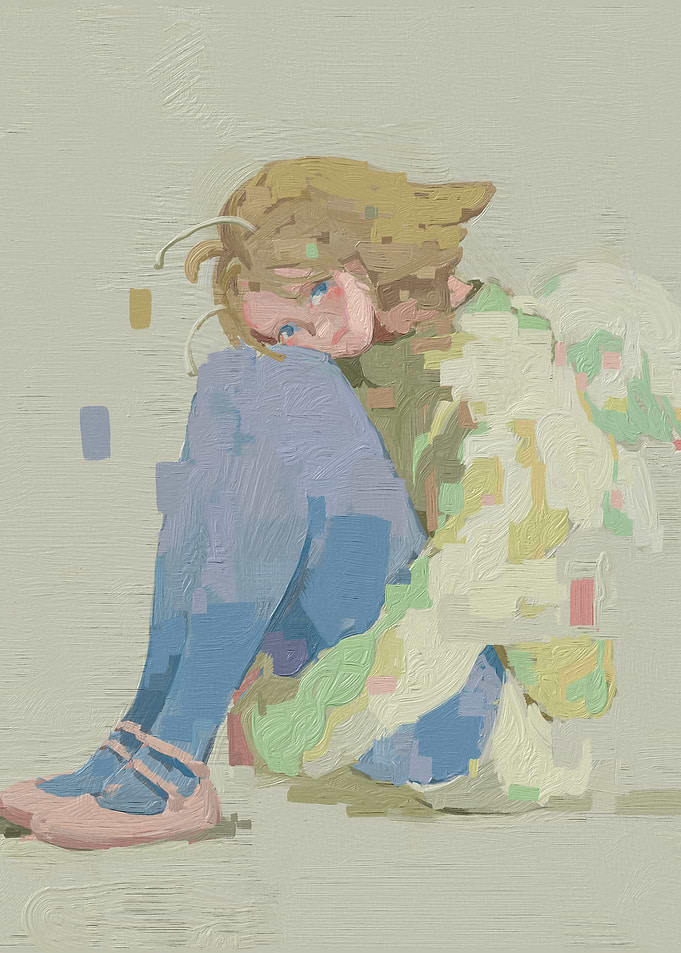 Impressionist Anime Girl Sitting