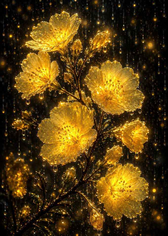 Luminous Yellow Primrose Blossoms