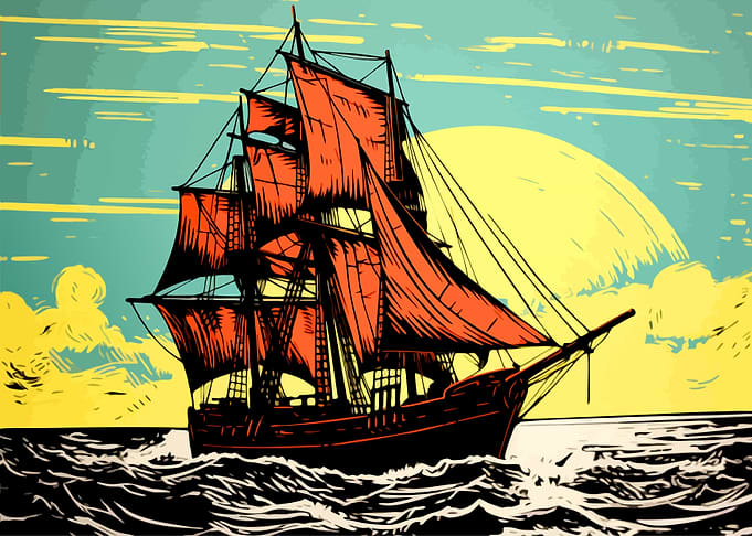 Vintage Style Sailing Ship Illustration