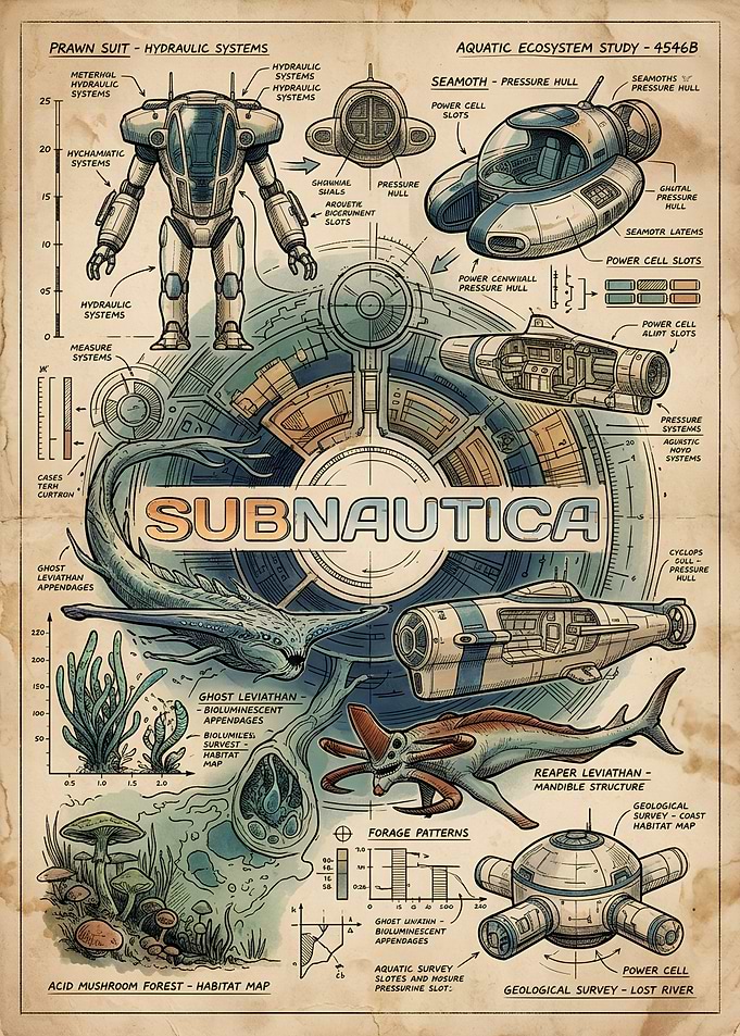 Subnautica Aquatic Ecosystem Blueprint Poster