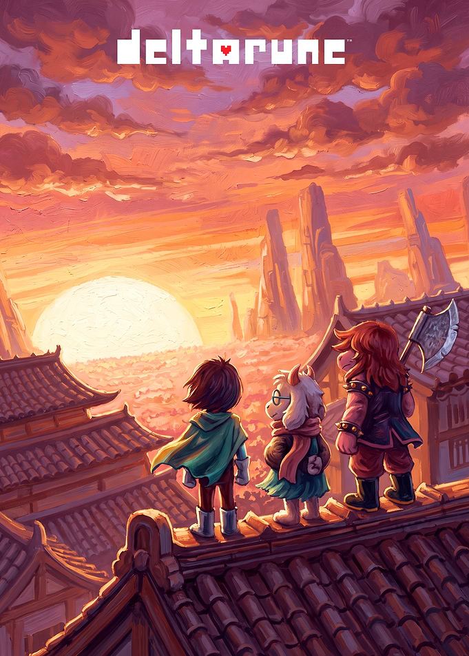 Deltarune Characters Overlooking Sunset