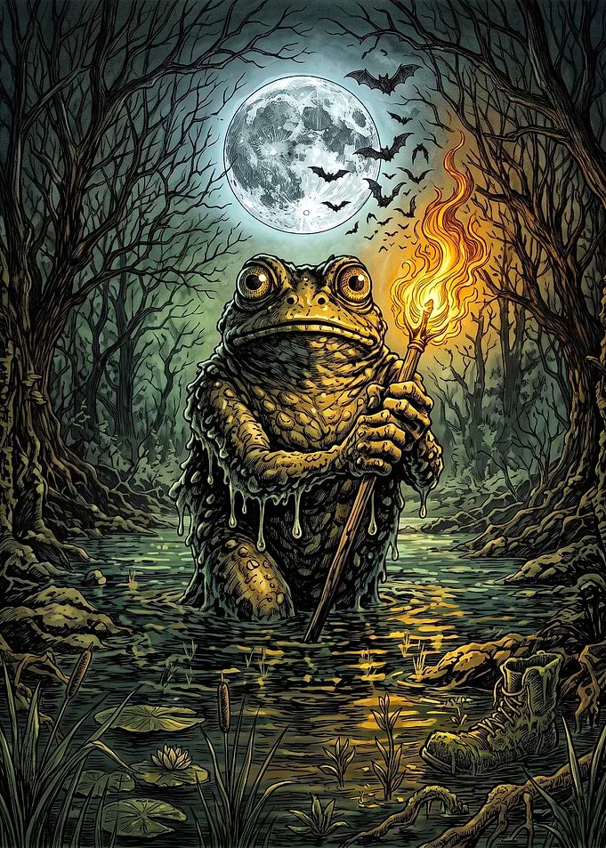 Swamp Toad Holding a Torch