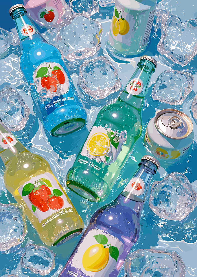 Refreshing Fruit Sodas on Ice