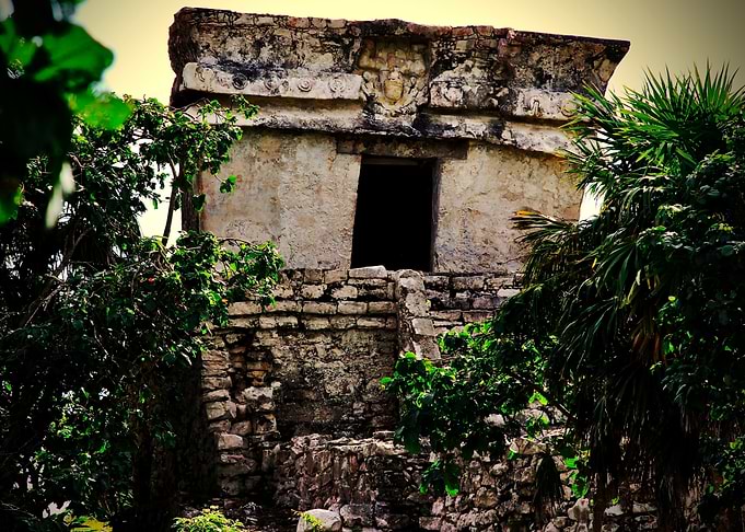 Ancient Mayan Descending God Temple Ruins in Tulum
