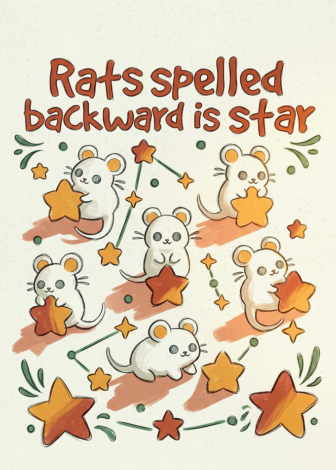 Cute Rats and Stars Illustration