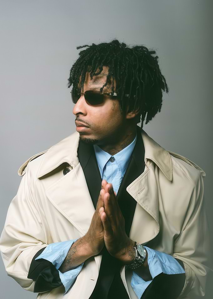 21 Savage Portrait in Trench Coat