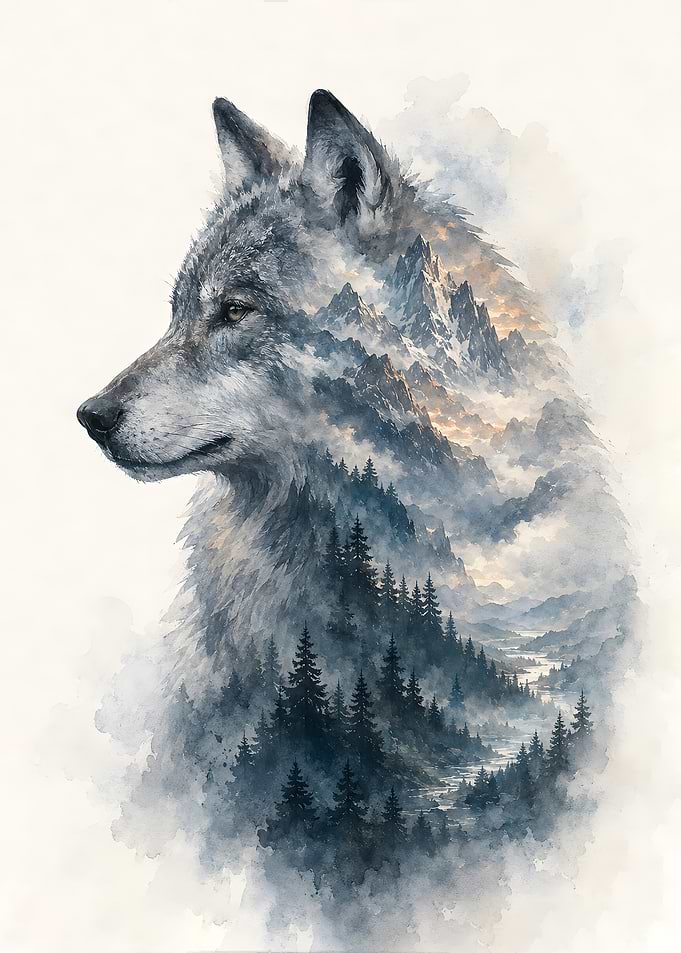Alpine Wilderness Lone Wolf Portrait
