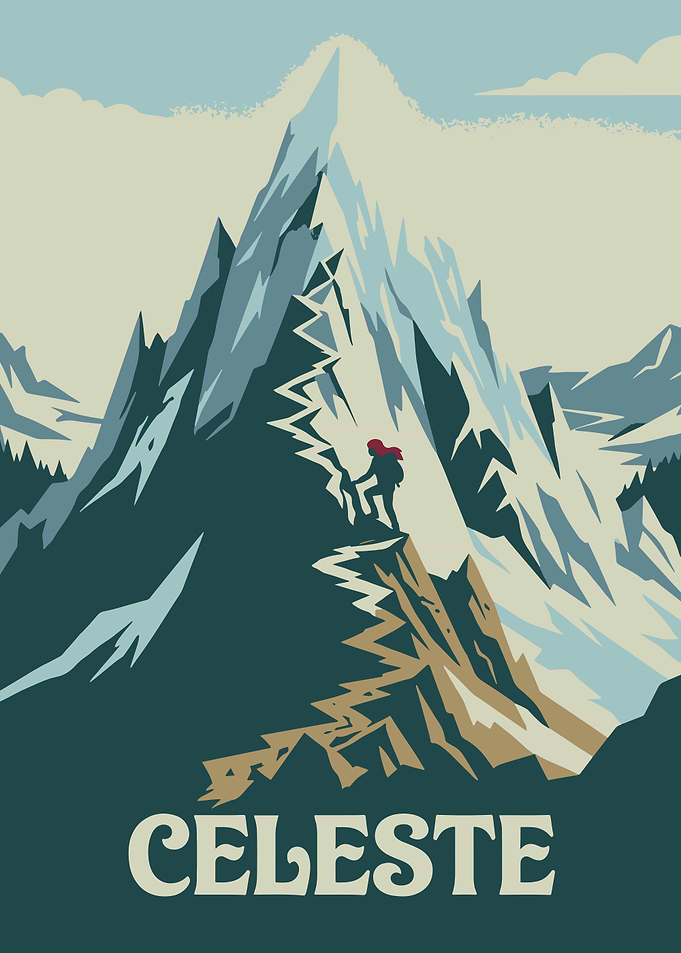 Celeste Mountain Video Game Poster