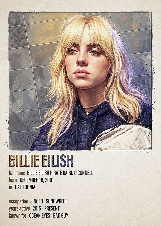 Billie Eilish Minimalist Portrait Poster