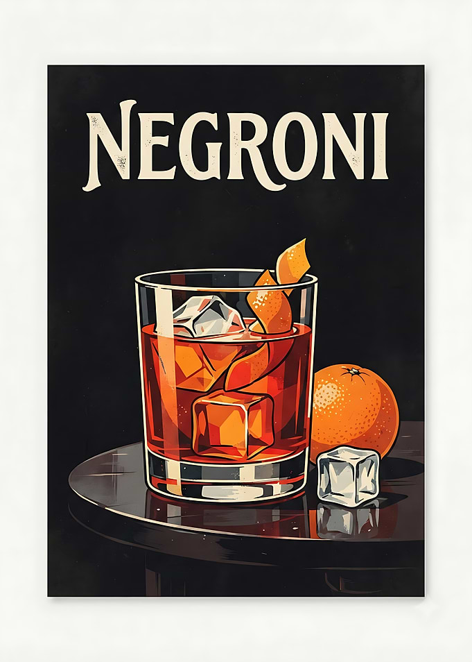 Negroni Cocktail Vintage Style Poster