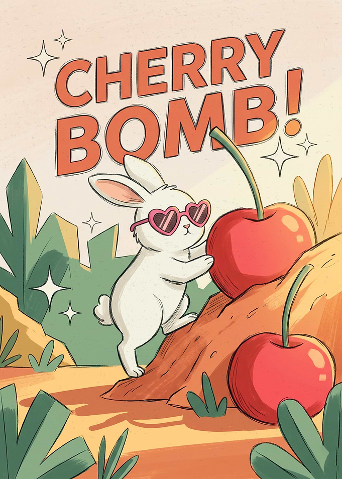 Cute Bunny with Cherries Poster
