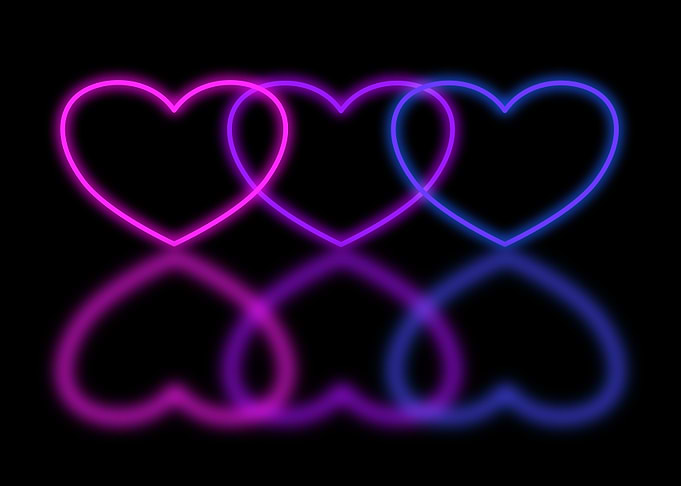 Neon Interlocking Hearts