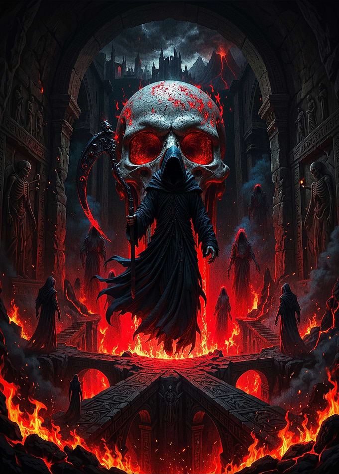 Grim Reaper in Hellish Underworld