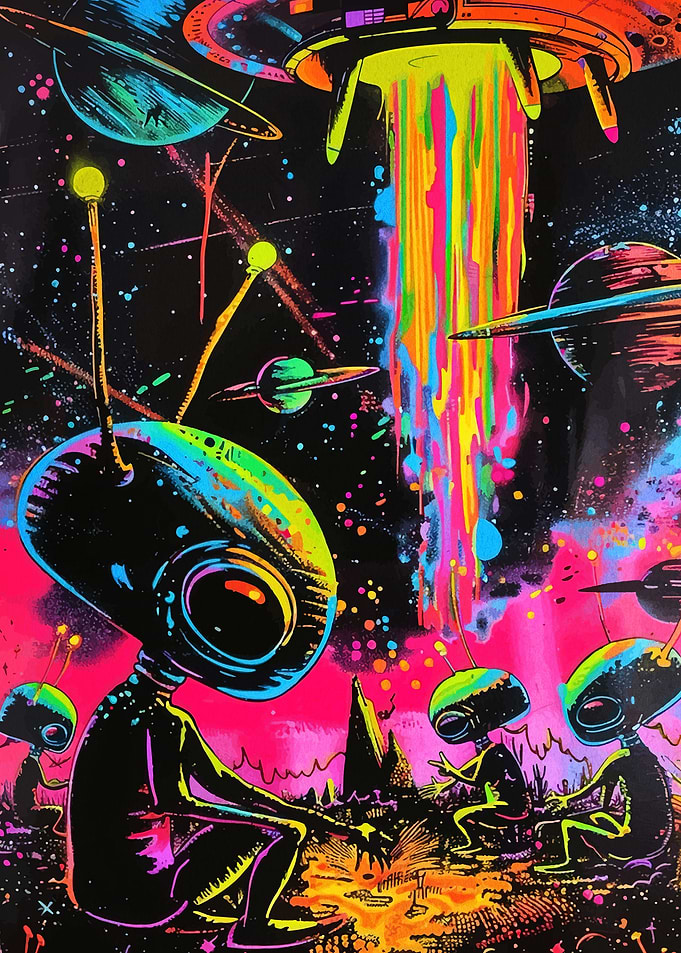 Neon Alien Space Party Poster